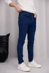 Erkek Mavi Slim Fit Likralı Dar Paça Kot Pantolon