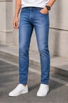 Erkek Mavi Slim Fit Likralı Dar Paça Kot Pantolon