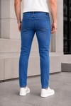 Erkek Mavi Slim Fit Likralı Dar Paça Lazerli Kot Pantolon