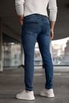 Erkek Mavi Slim Fit Likralı Dar Paça Lazerli Kot Pantolon