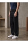 Erkek Siyah Baggy Fit Geniş Kesim Jean Pantolon