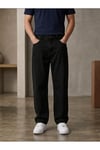 Erkek Siyah Baggy Fit Geniş Kesim Jean Pantolon