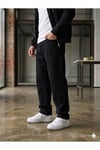 Erkek Siyah Baggy Fit Geniş Kesim Jean Pantolon