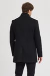 Erkek Siyah Kaşe Kaban Slim Fit Dik Yaka Kışlık Kaban Palto
