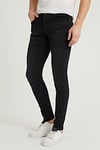 Erkek Siyah Kimyasallı Slim Fit Likralı Dar Paça Kot Pantolon