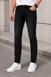 Erkek Siyah Kimyasallı Slim Fit Likralı Dar Paça Kot Pantolon