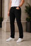 Erkek Siyah Regular Fit Düz Paça Kot Pantolon