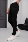Erkek Siyah Slim Fit Çizgili Likralı Yan Cep Bilek Boy Kumaş Pantolon