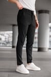 Erkek Siyah Slim Fit Çizgili Likralı Yan Cep Bilek Boy Kumaş Pantolon