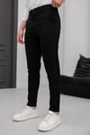 Erkek Siyah Slim Fit Çizgili Likralı Yan Cep Bilek Boy Kumaş Pantolon