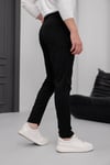 Erkek Siyah Slim Fit Çizgili Likralı Yan Cep Bilek Boy Kumaş Pantolon