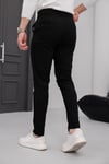 Erkek Siyah Slim Fit Çizgili Likralı Yan Cep Bilek Boy Kumaş Pantolon