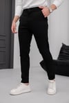 Erkek Siyah Slim Fit Çizgili Likralı Yan Cep Bilek Boy Kumaş Pantolon