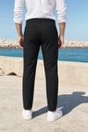 Erkek Siyah Slim Fit Dar Kesim Likralı Yan Cep Bilek Boy Düz Kumaş Pantolon