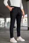 Erkek Siyah Slim Fit Likralı Armür Desenli Casual Pantolon