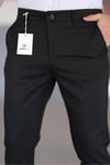 Erkek Siyah Slim Fit Likralı Armür Desenli Casual Pantolon