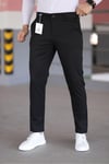 Erkek Siyah Slim Fit Likralı Armür Desenli Casual Pantolon