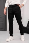 Erkek Siyah Slim Fit Likralı Armür Desenli Casual Pantolon