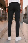 Erkek Siyah Slim Fit Likralı Beli Lastikli Bağcıklı Yan Cep Jogger Kumaş Pantolon