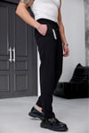 Erkek Siyah Slim Fit Likralı Beli Lastikli Bağcıklı Yan Cep Jogger Kumaş Pantolon