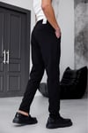 Erkek Siyah Slim Fit Likralı Beli Lastikli Bağcıklı Yan Cep Jogger Kumaş Pantolon