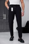Erkek Siyah Slim Fit Likralı Beli Lastikli Bağcıklı Yan Cep Jogger Kumaş Pantolon