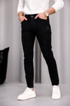Erkek Siyah Slim Fit Likralı Dar Paça Lazerli Kot Pantolon