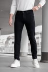 Erkek Siyah Slim Fit Likralı Dar Paça Lazerli Kot Pantolon