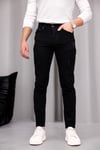 Erkek Siyah Slim Fit Likralı Dar Paça Lazerli Kot Pantolon