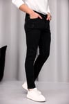 Erkek Siyah Slim Fit Likralı Dar Paça Lazerli Kot Pantolon