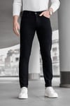 Erkek Siyah Slim Fit Likralı Dar Paça Lazerli Kot Pantolon