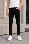 Erkek Siyah Slim Fit Likralı Dar Paça Lazerli Kot Pantolon