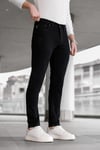 Erkek Siyah Slim Fit Likralı Dar Paça Lazerli Kot Pantolon