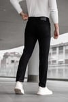 Erkek Siyah Slim Fit Likralı Dar Paça Lazerli Kot Pantolon
