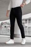 Erkek Siyah Slim Fit Likralı Dar Paça Lazerli Kot Pantolon