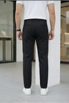 Erkek Siyah Slim Fit Likralı Yan Cep Bilek Boy Düz Kumaş Pantolon