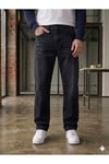 Erkek Siyah Taşlamalı Baggy Fit Geniş Kesim Jean Pantolon