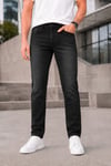 Erkek Siyah Taşlamalı Slim Fit Likralı Jean Pantolon