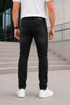 Erkek Siyah Taşlamalı Slim Fit Likralı Jean Pantolon