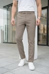 Erkek Vizon Slim Fit Likralı Yan Cep Bilek Boy Düz Kumaş Pantolon