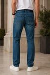 Erkek Yeşil Regular Fit Taşlamalı Düz Paça Kot Pantolon