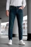 Erkek Yeşil Slim Fit Likralı Dar Paça Lazerli Kot Pantolon