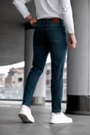 Erkek Yeşil Slim Fit Likralı Dar Paça Lazerli Kot Pantolon
