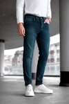 Erkek Yeşil Slim Fit Likralı Dar Paça Lazerli Kot Pantolon
