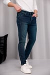 Erkek Yeşil Slim Fit Likralı Dar Paça Lazerli Kot Pantolon