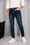Erkek Yeşil Slim Fit Likralı Dar Paça Lazerli Kot Pantolon