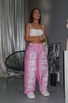 Bel Lastikli Baskılı Paraşüt Pembe Pantolon