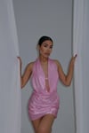 Degaje Yaka Mini Siyah Elbise (Bralet Dahil)
