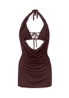 Degaje Yaka Mini Siyah Elbise (Bralet Dahil)