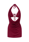 Degaje Yaka Mini Siyah Elbise (Bralet Dahil)